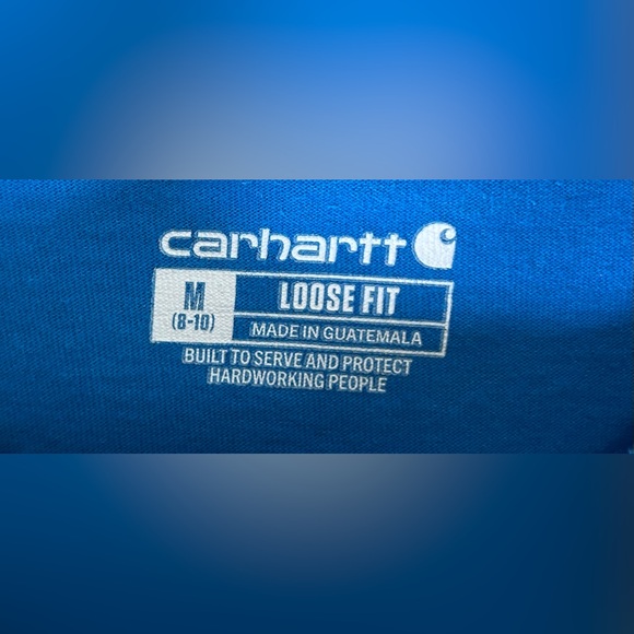 Carhartt Loose Fit Short Sleeve T-Shirt Pocket Blue Size M (8-10) EUC - Picture 6 of 9